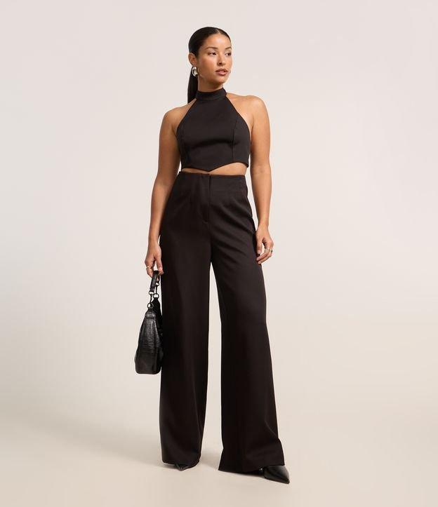 Calça Reta em Alfaiataria sem Cós e com Pences - 1