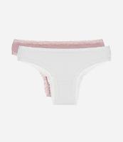 Kit 02 Calcinhas Biquíni em Algodão com Renda - 1
