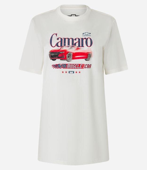 Camiseta Alongada em Algodão com Estampa Frente e Costas Camaro - 1