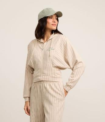 Jaqueta Esportiva Oversized com Estampa Bordada e Listras