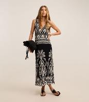 Vestido Longo em Vicose com Estampa Tropical Étnica - 2