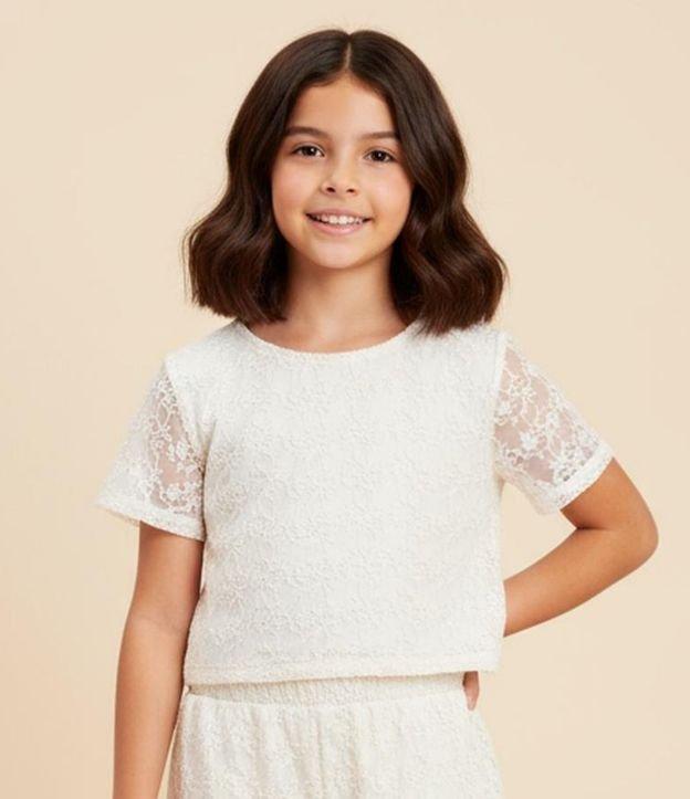 Blusa Cropped Infantil em Tule Bordado - Tam 5 a 14 Anos - 2