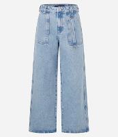 Calça Loose Cintura Baixa em Jeans com Bolso Carpinteiro - 1