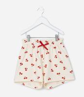 Short Infantil com Lacinho e Estampa Cerejas - Tam 5 a 14 Anos - 1