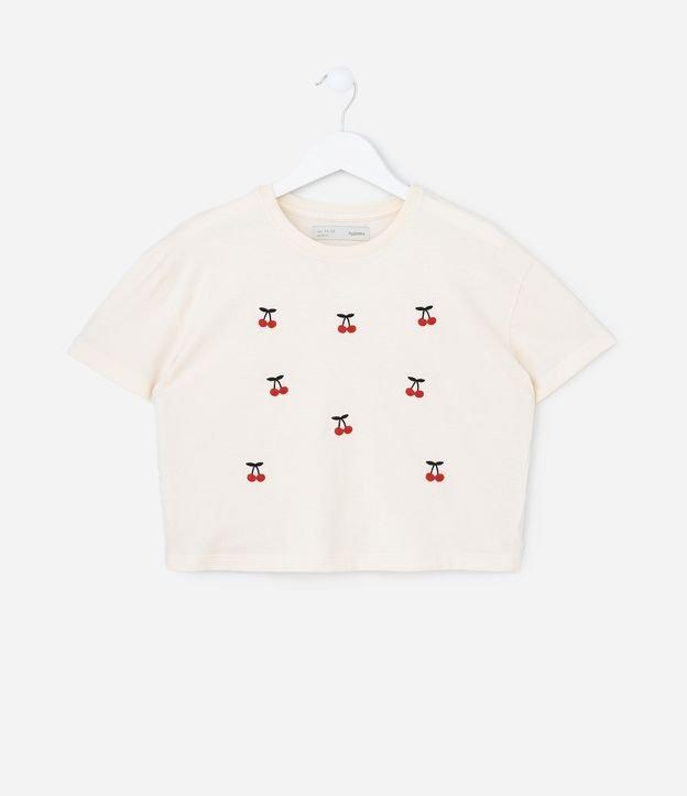 Blusa Cropped Infantil com Bordado Cerejas - Tam 5 a 14 Anos - 1