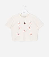 Blusa Cropped Infantil com Bordado Cerejas - Tam 5 a 14 Anos - 1
