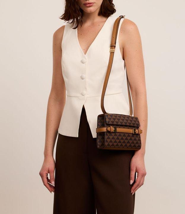 Bolsa Transversal Pequena com Tampa e Cinto com Fivela Dupla - 2