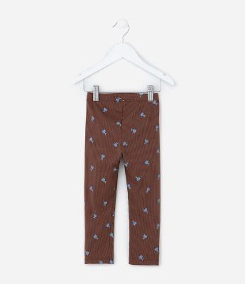 Calça Legging Infantil Canelada com Estampa Tulipa - Tam1 a 6 Anos