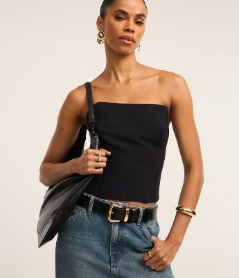 Blusa em Alfaiataria Tomara que Caia com Zíper na Lateral