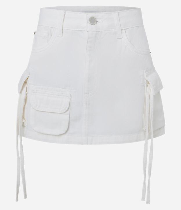 Mini Saia em Sarja com Bolsos Cargo e Fitilhos - 2