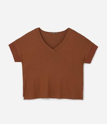 Blusa em Crepe com Decote V Curve & Plus Size