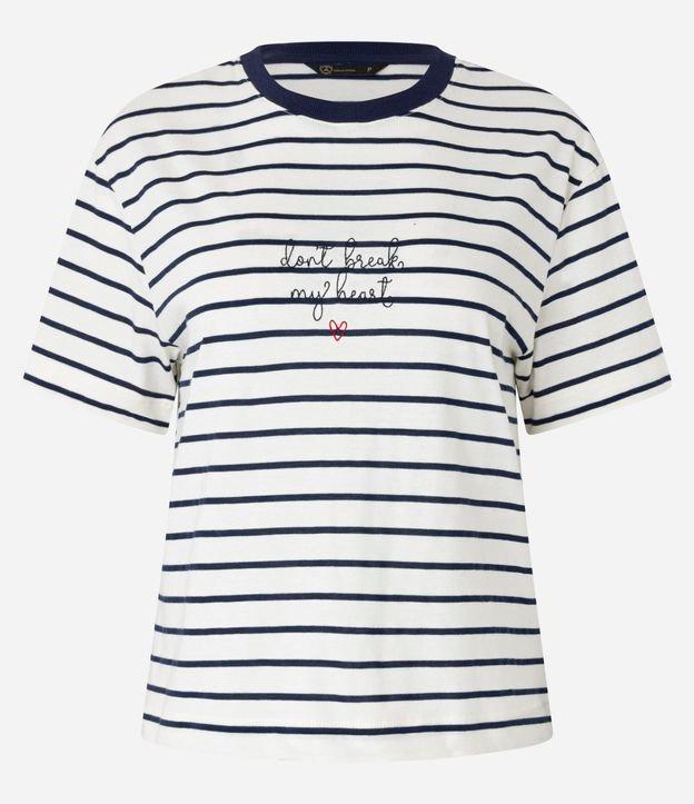 Blusa Slim Listrada em Algodão com Bordado Romântico - 1