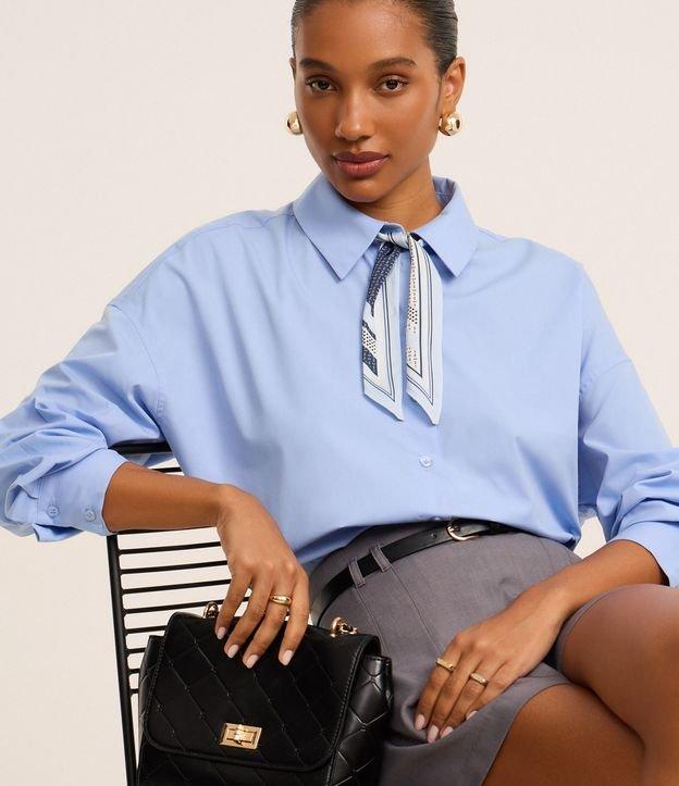 Camisa Oversized em Tricoline com Lenço Estampado - 1