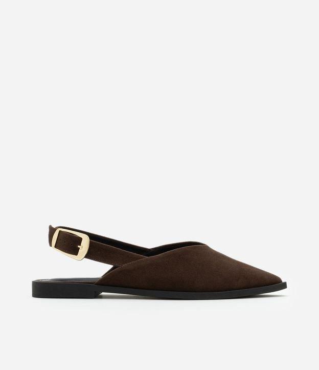Sapatilha Slingback com Bico Fino e Fivela Lateral Contrastante - 1