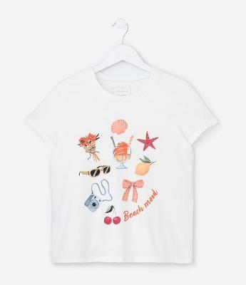 Camiseta Infantil com Estampa Beach Mood - Tam 5 a 14 Anos