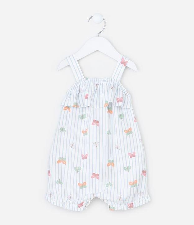 Macaquinho Infantil com Babado e Listras - Tam 0 a 18 meses - 1