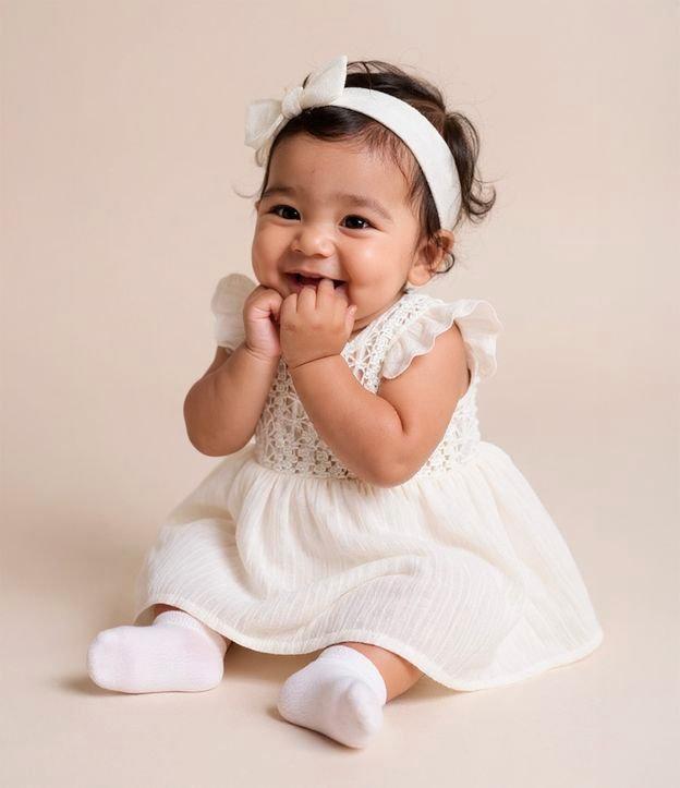 Vestido Body Infantil com Rendinha e Babados - Tam 0 a 18 meses - 2