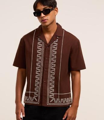 Camisa Boxy em Tricoline com Bordado e Textura Bowling