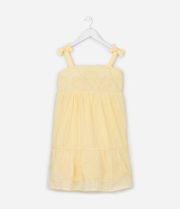 Vestido Infantil com Bordado e Lacinho nas Alças - Tam 5 a 14 Anos - 1
