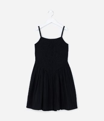 Vestido Infantil Texturizado de Alças Finas - Tam 5 a 14 Anos