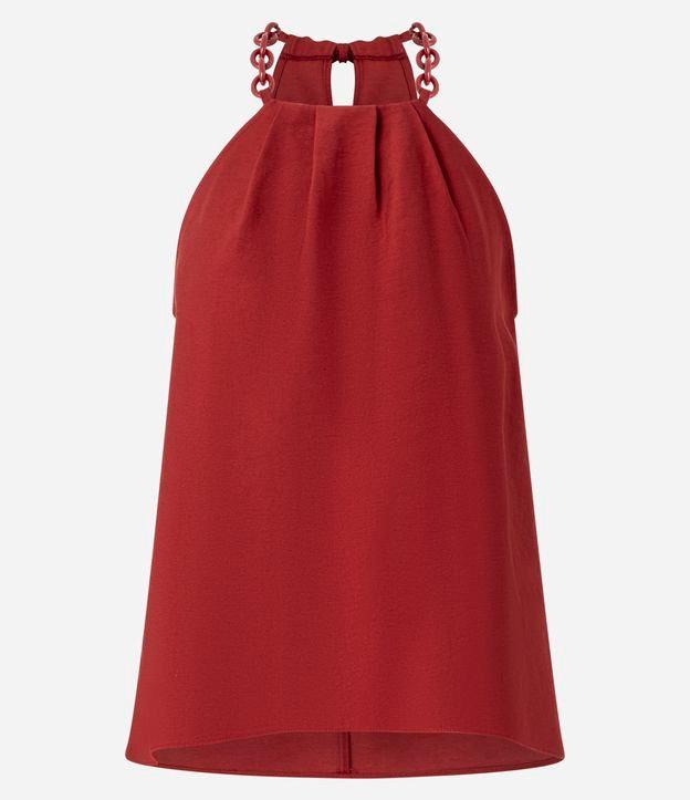 Blusa em Crepe com Corrente na Gola Halter - 1