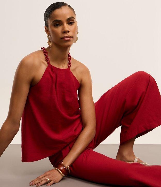 Blusa em Crepe com Corrente na Gola Halter - 2