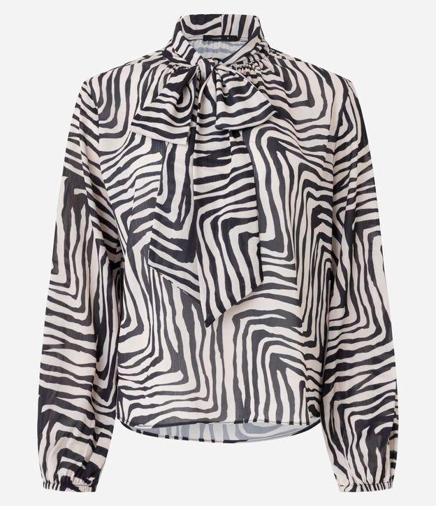 Blusa em Chiffon com Gola Laço e Estampa Zebra - 1