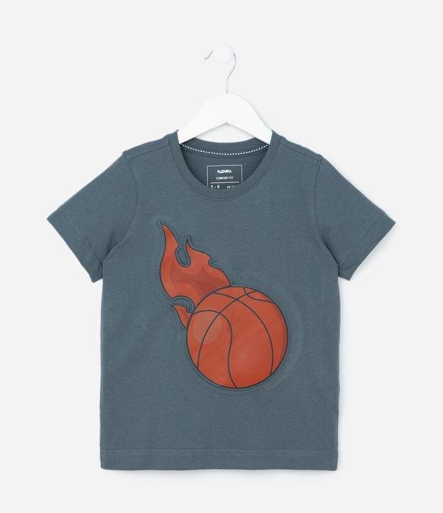 Camiseta Infantil com Estampa em Relevo Bola de Basquete - Tam 5 a 14 Anos - 1