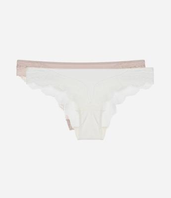 Kit 02 Calcinhas Biquíni em Microfibra com Renda