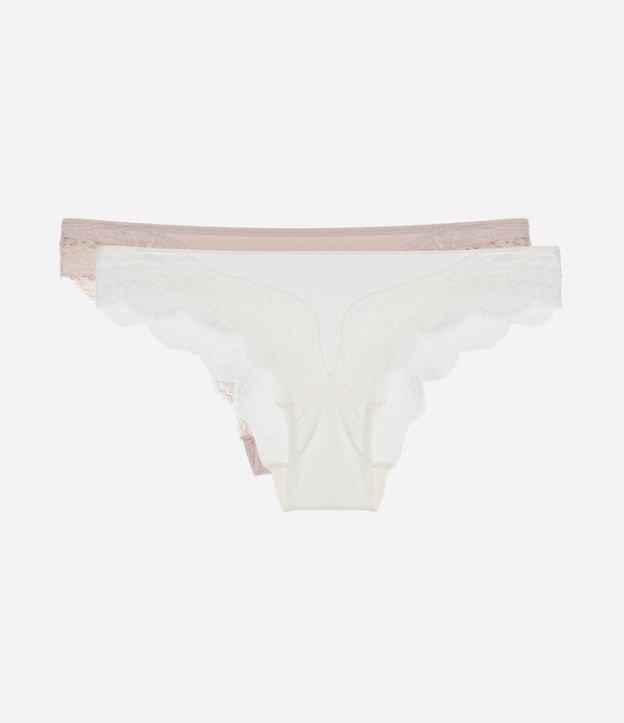 Kit 02 Calcinhas Biquíni em Microfibra com Renda - 1