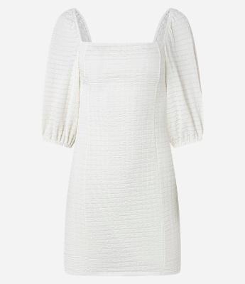 Vestido Curto Texturizado com Manga Bufante