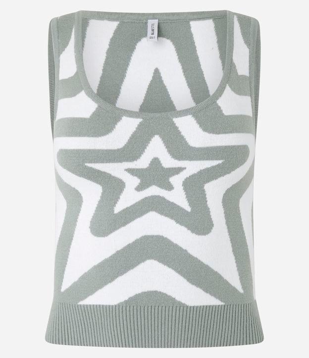 Blusa sem Manga em Tricô com Estampa de Estrela - 1
