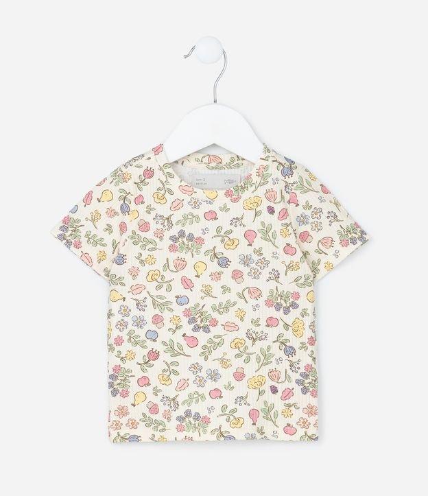 Blusa Infantil Canelada com Estampa Floral - Tam 1 a 6 Anos - 1