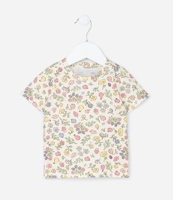 Blusa Infantil Canelada com Estampa Floral - Tam 1 a 6 Anos