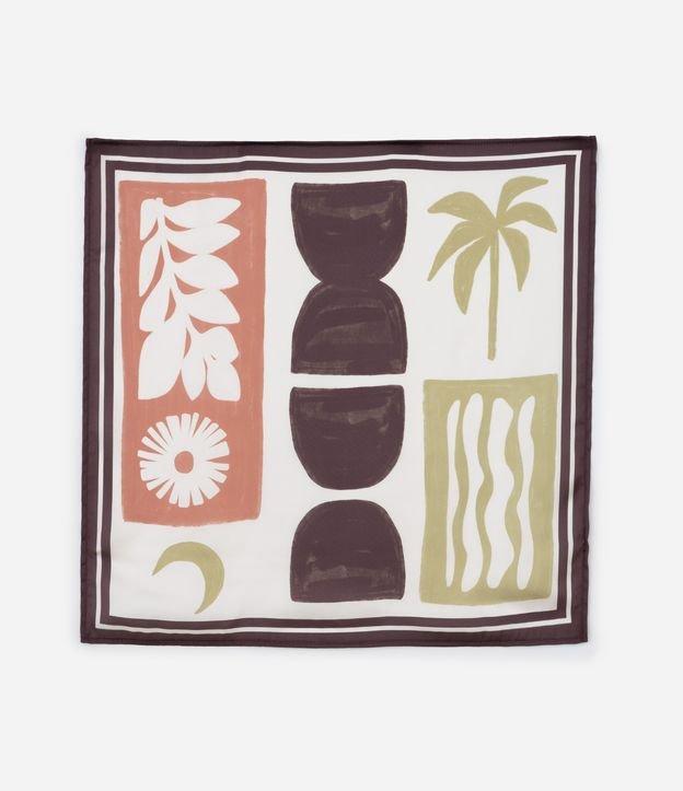 Lenço Acetinado com Estampa Abstrata - 1