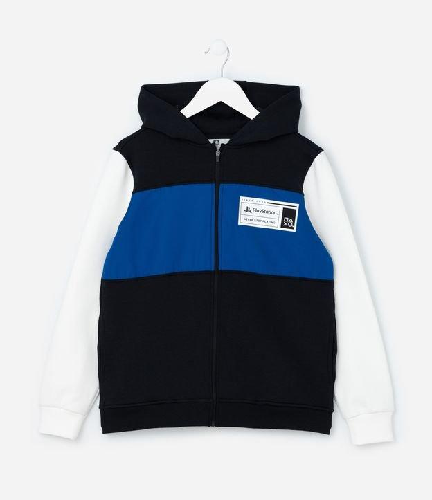 Casaco Infantil com Blocos de Cor e Estampa Playstation - Tam 5 a 14 Anos - 1