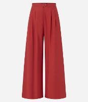 Calça Pantalona em Crepe com Pregas e Botão Forrado - 1