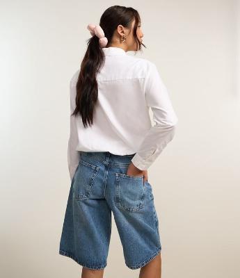 Bermuda Jorts em Jeans com Passantes no Cós