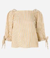 Blusa Listrada em Tricoline com Laço no Punho - 1