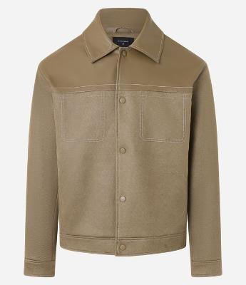 Jaqueta Boxy em Sarja com Recortes e Pesponto