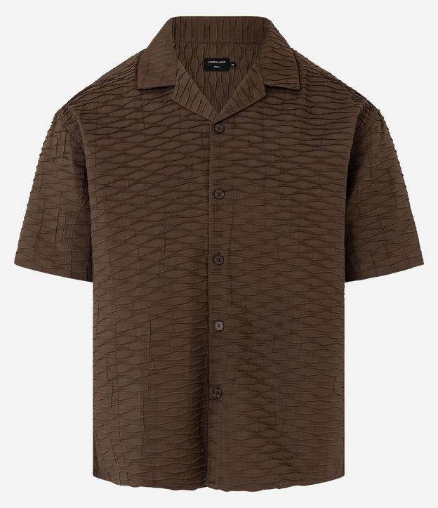 Camisa Boxy com Textura Bowling e Abotoamento Frontal - 1