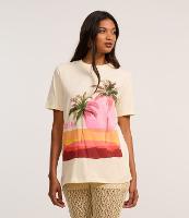 Camiseta Alongada em Algodão com Estampa Tropical Sunny Days - 1