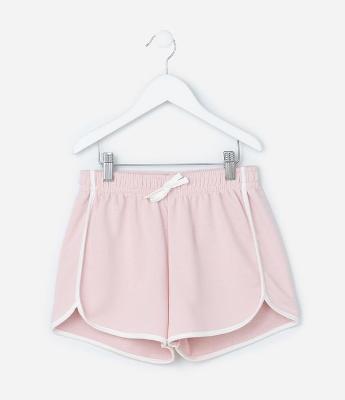 Short Runner Infantil em Moletom com Acabamento Contrastante - Tam 5 a 14 anos