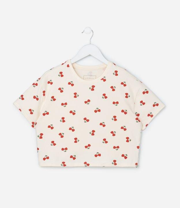 Camiseta Curta Infantil com Estampa Cerejas - Tam 5 a 14 Anos - 1