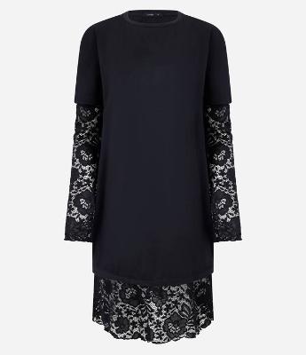 Vestido comfort em Algodão com Forro Manga Curta e Rendas