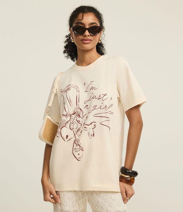 Camiseta em Algodão com Estampa Chaveiro Im Just a Girl - 3