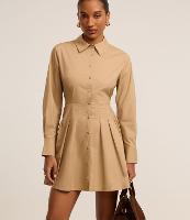 Vestido Chemise Curto com Pregas Frontais - 1