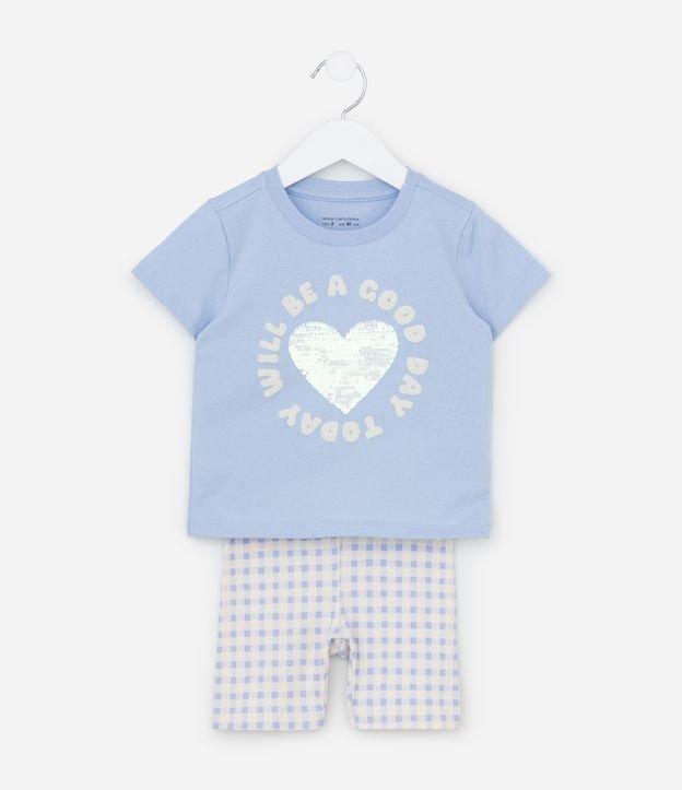 Conjunto Infantil com Coração Bordado em Paetês - Tam 1 a 6 Anos - 1