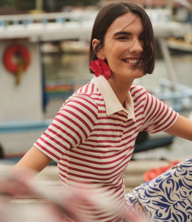 Blusa em Algodão Listrada com Gola Polo - 2