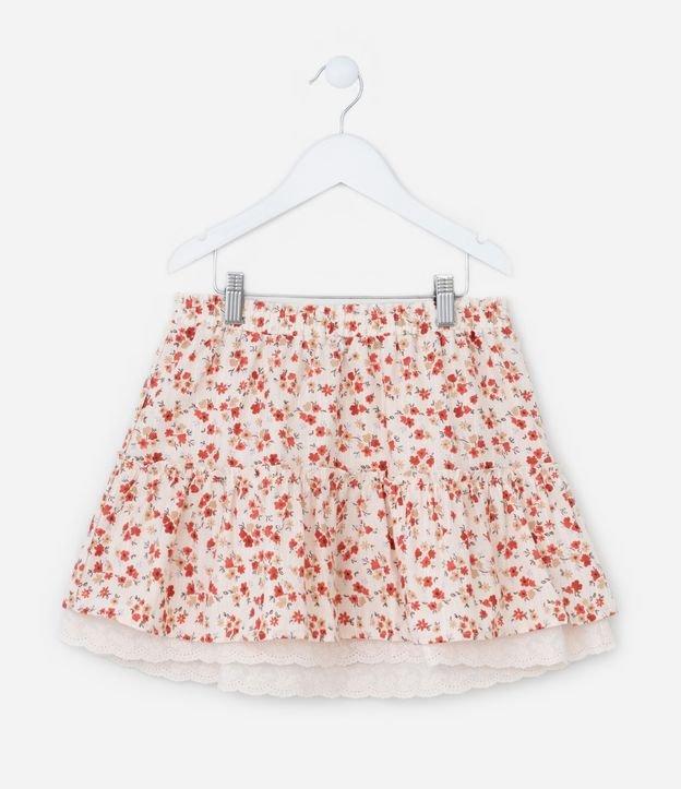 Saia Infantil com Rendinha e Estampa Floral - Tam 5 a 14 Anos - 1